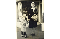 Gary Blevins with Grandmother, Elizabeth Zwatchka Blevins, photographic postcard, circa late 1930s