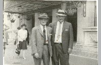 Fred and Bert in front of Gresham Hotel in Dublin (008-004-113)