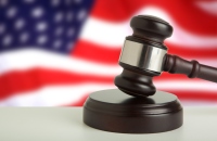 Court gavel and US flag