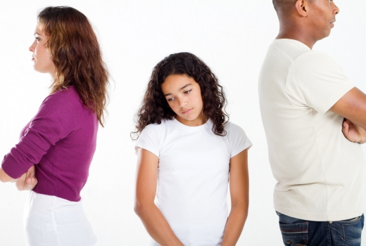 Sad Girl with parents not talking to each other