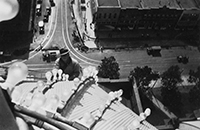 Guy changing bulb at the Courthouse tower