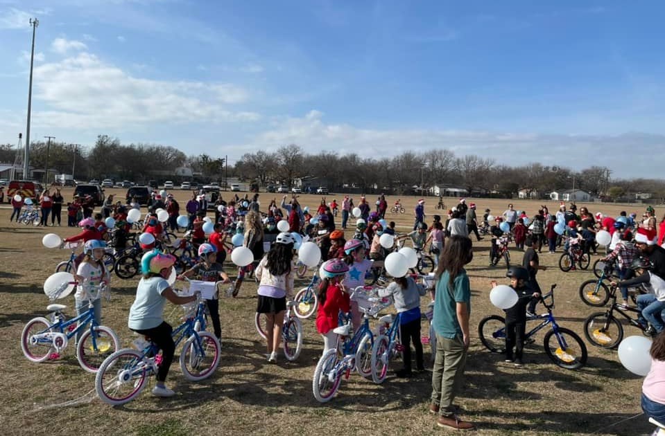 Students with bikes