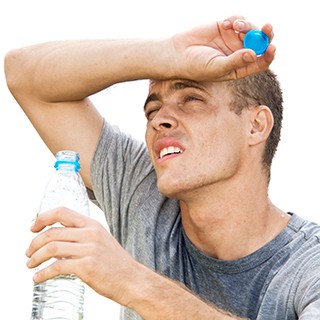 guy hot, drinking water