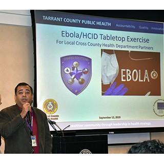 TCPH Director Vinny Taneja welcomes participants to Ebola exercise